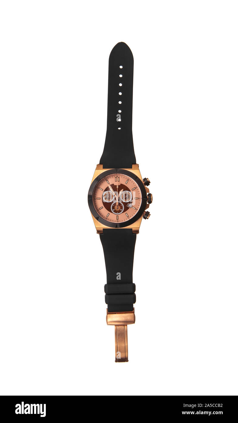 Armbanduhr auf weißem Hintergrund zu isolieren. Sport Armbanduhr mit einem Armband aus Nylon. Uhren für Taucher. Stockfoto Armbanduhr auf weißem Hintergrund zu isolieren. Sport Armbanduhr mit einem Armband aus Nylon. Uhren für Taucher. Stockfoto