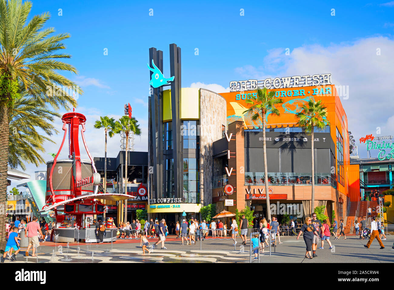 Universal Studios CityWalk Speisen, die Cowfish Sushi Burger Bar Restaurant, Orlando, Florida, USA Stockfoto
