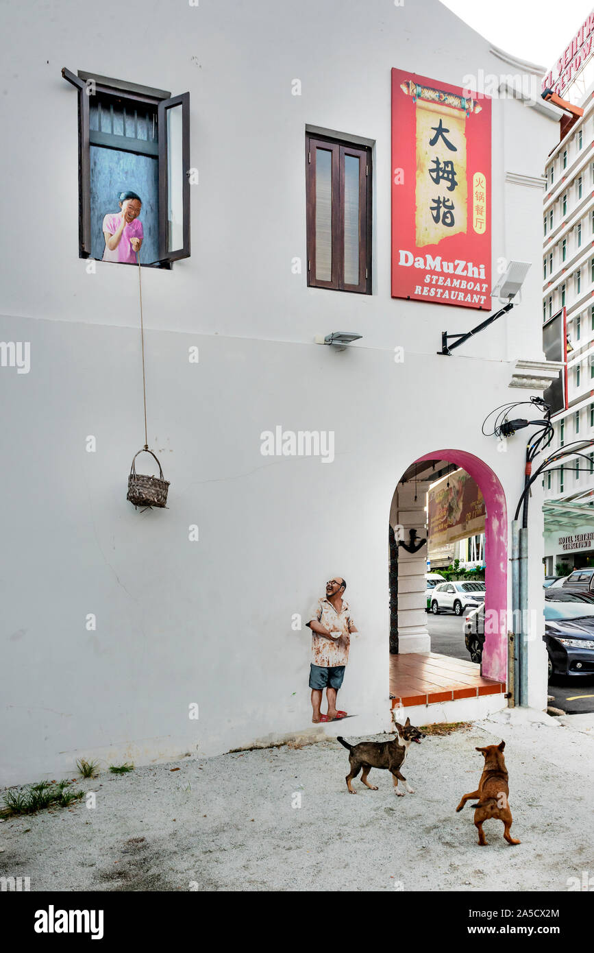 Bemalte Häuser in Penang für Promotion tour Malaysia. Stockfoto
