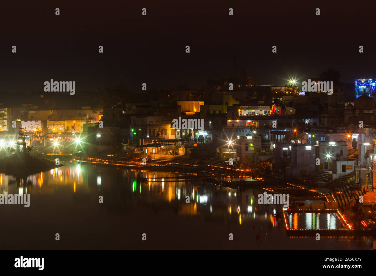 See in Pushkar Nacht Blick Stockfoto