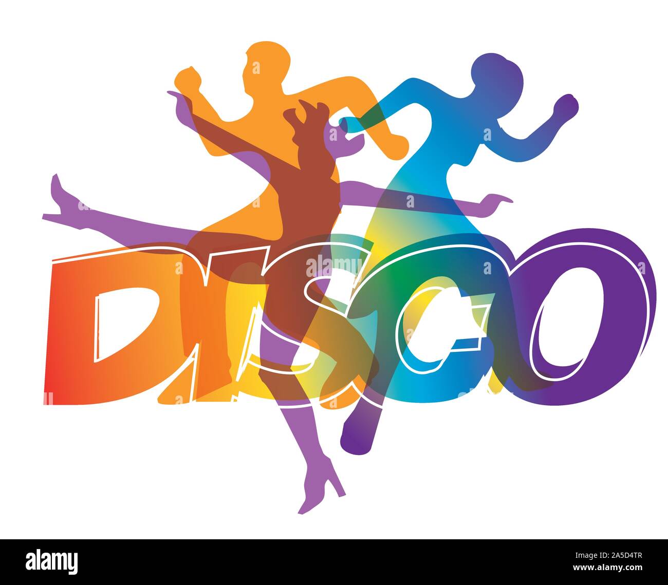 Wilde disco Tänzer Disco und modernen Tanz Tänzer Silhouetten mit Inschrift DISCO. Stock Vektor