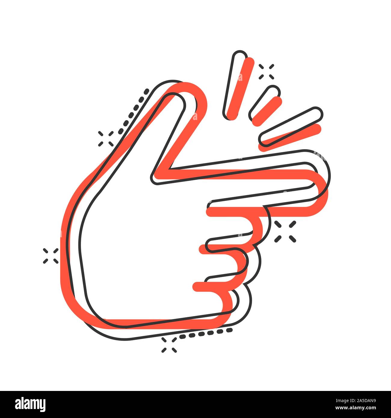 Finger Snap Geste Symbol im Comic-stil. Expression vector Cartoon Illustration Piktogramm splash Wirkung. Stock Vektor