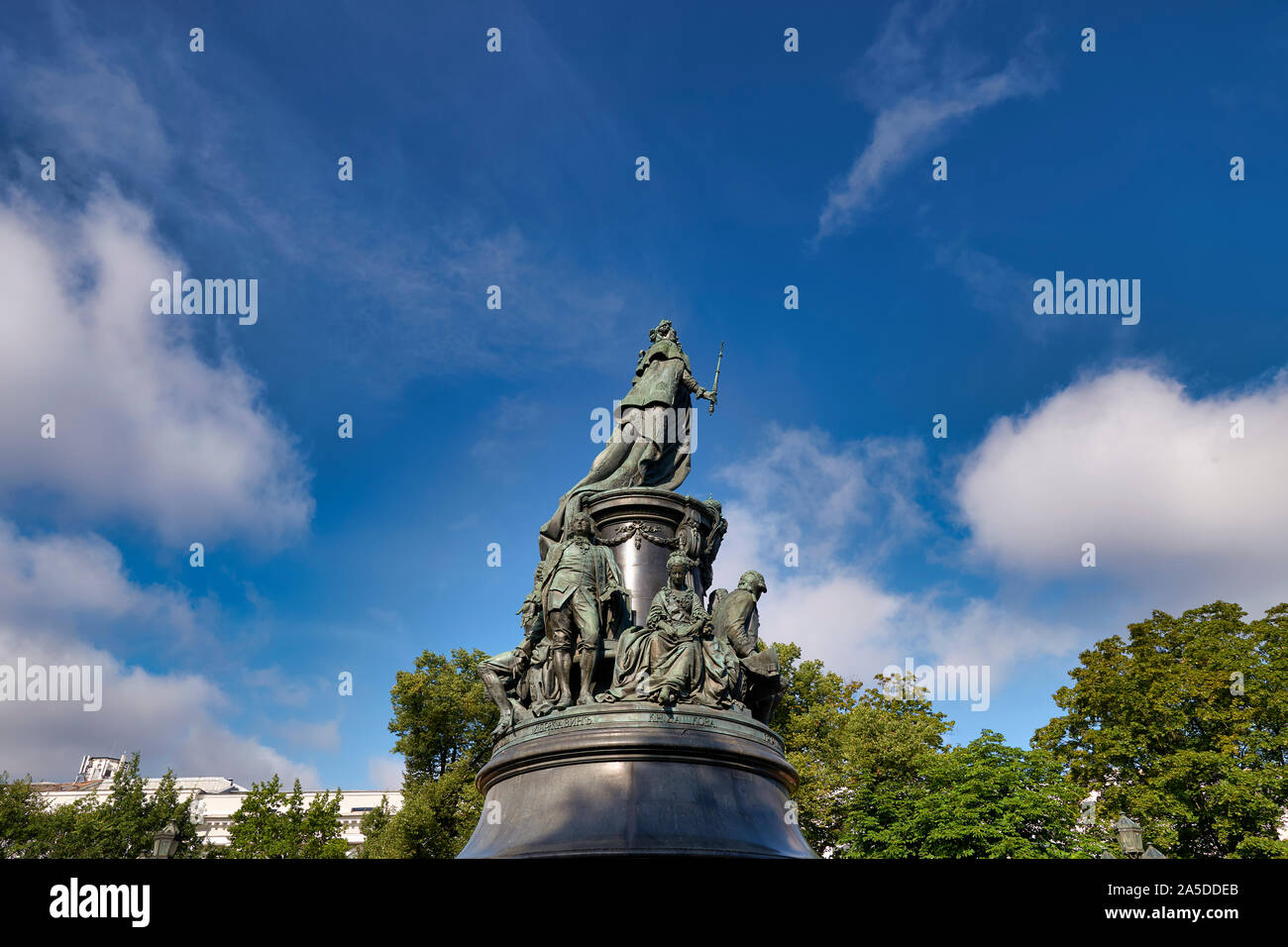 St. Petersburg, Russland. Denkmal für Katharina II. am Newskij Prospekt Stockfoto