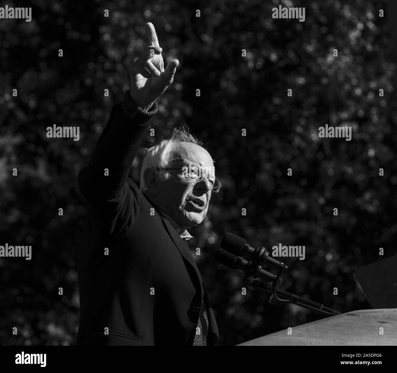 Der US-Senator Bernie Sanders spricht während Bernie Sanders Rally' Bernie's Zurück" in Queensbridge Park (Foto von Lew Radin/Pacific Press) Stockfoto
