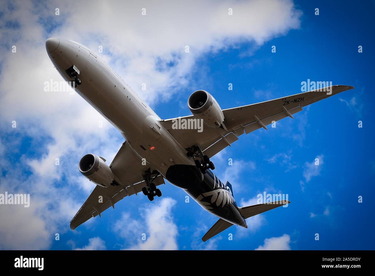 Boeing 787 ZK-NZH von Air New Zealand, Ansatz von Flughafen Perth, Western Australia Stockfoto