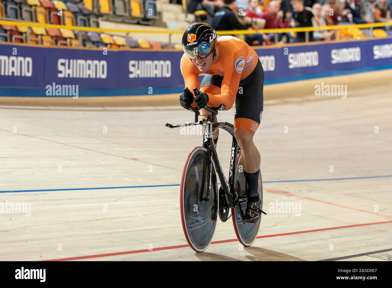 Apeldoorn, Niederlande. Okt, 2019 20. APELDOORN, 20-10-2019, allsports, Omnisport Apeldoorn, Sam Ligtlee am 1000 Meter für Männer finale während der Track Radfahren Europameisterschaften, Ek Baanwielrennen. Credit: Pro Schüsse/Alamy leben Nachrichten Stockfoto