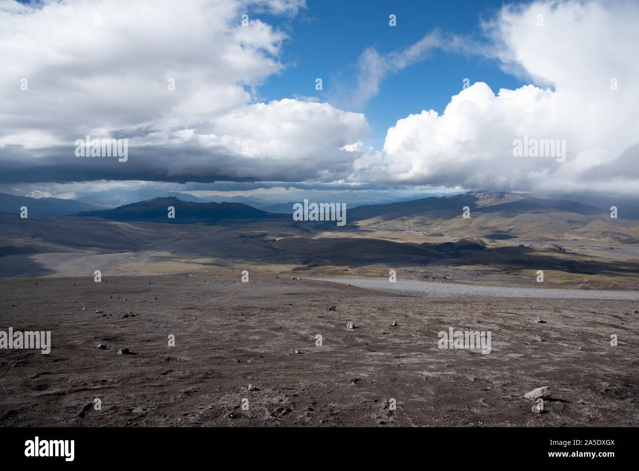 Paramo auf den Spuren des Cotopaxi. Stockfoto