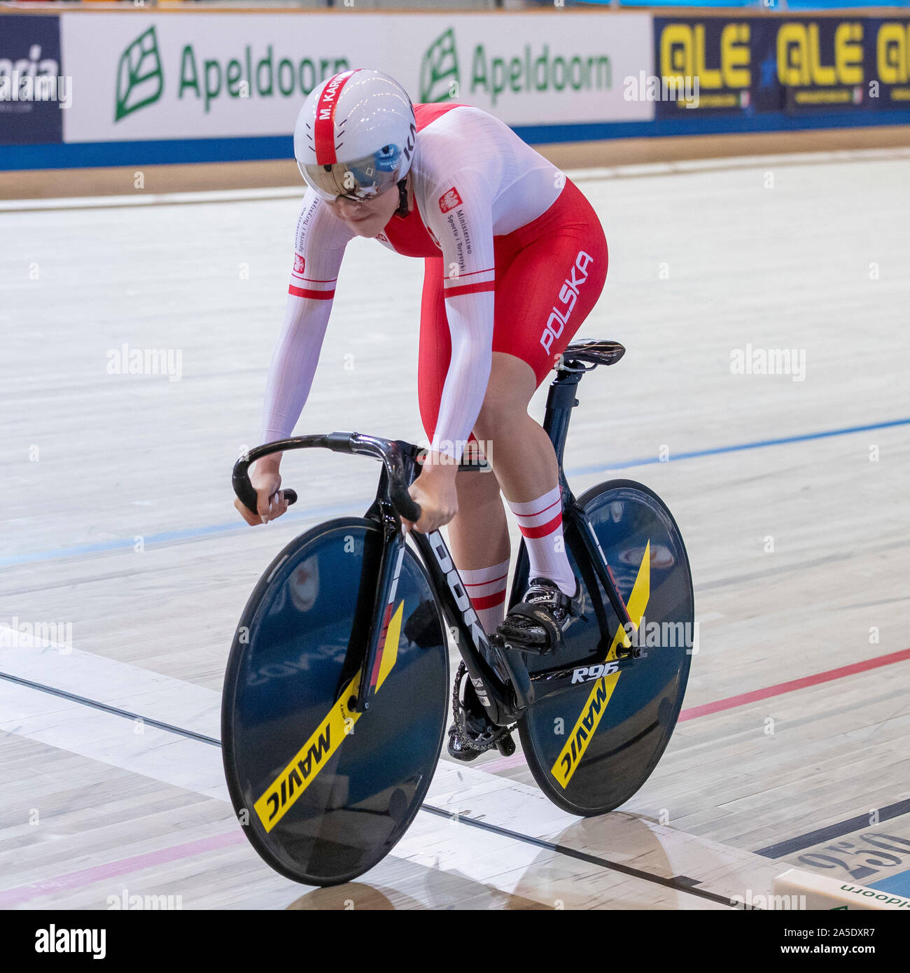 Apeldoorn, Niederlande. Okt, 2019 20. APELDOORN, 20-10-2019, allsports, Omnisport Apeldoorn, Marlena Karwacka im 500 Meter Sprint Zeit während der Track Radfahren Europameisterschaften, Ek Baanwielrennen. Credit: Pro Schüsse/Alamy leben Nachrichten Stockfoto