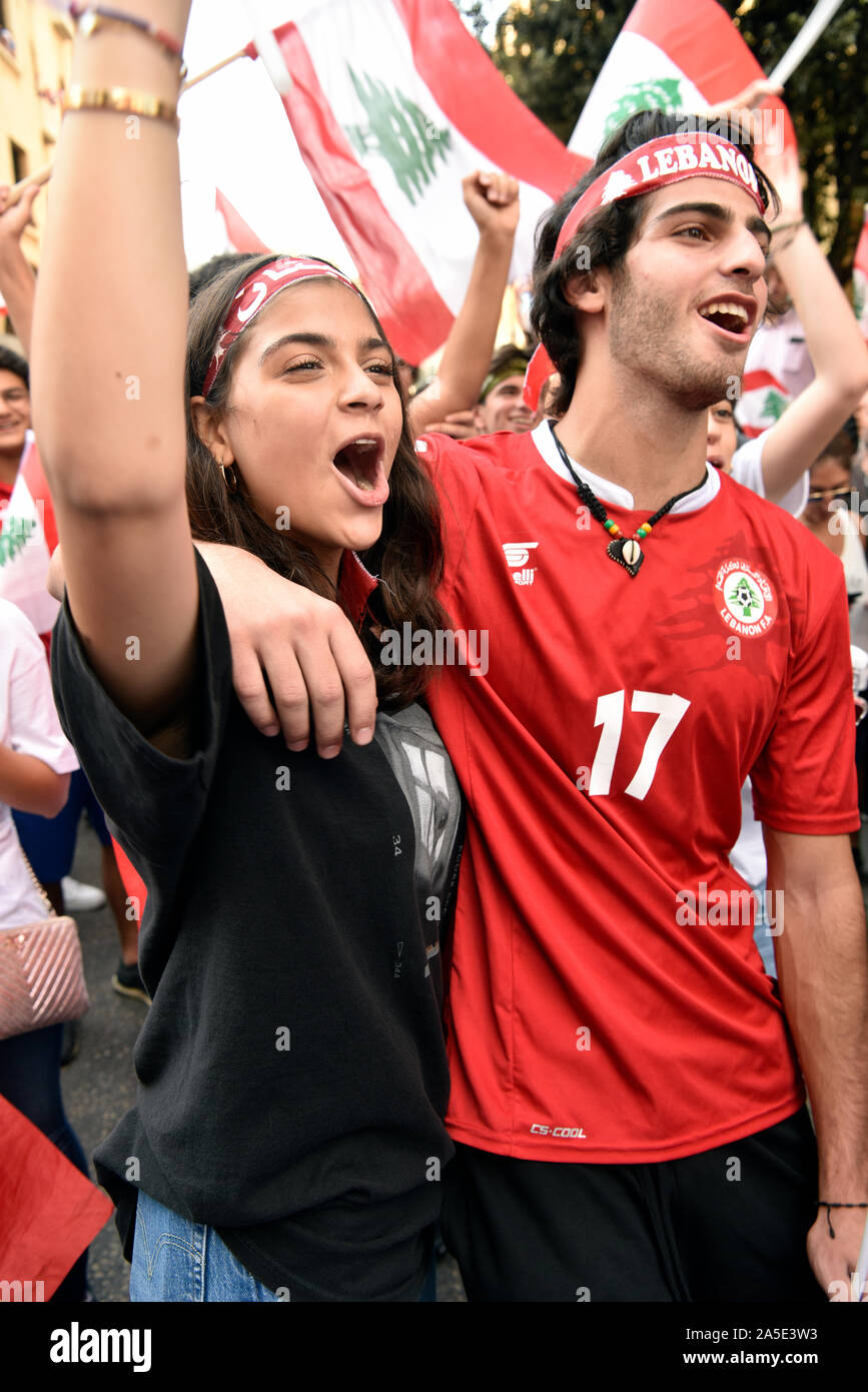 Protesten gegen die Regierung, Downtown, Beirut, Libanon. 19. Oktober 2019 Stockfoto
