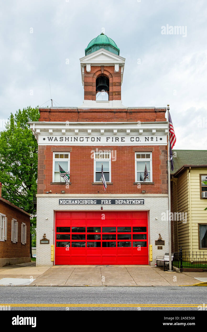 Washington Fire Company Nr. 1, Mechanicsburg Feuerwehr, 53 East Main Street, Mechanicsburg, Pennsylvania Stockfoto