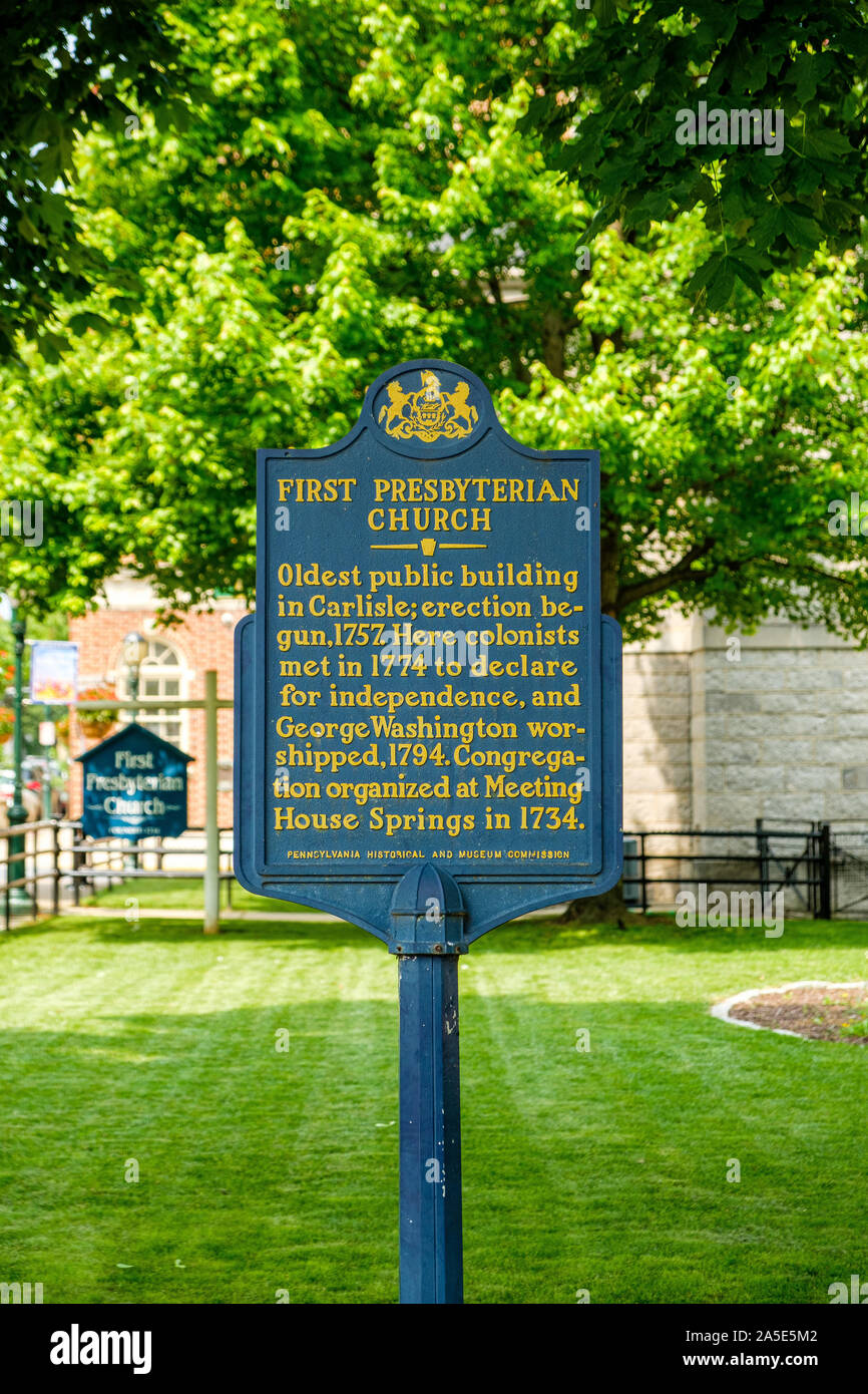 First Presbyterian Church, 2 North Hanover Street, Carlisle, Pennsylvania Stockfoto