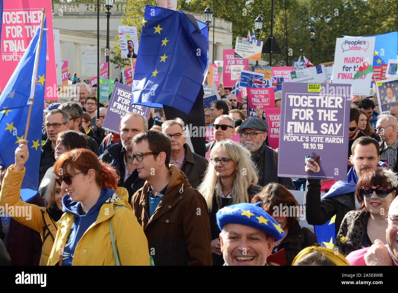 Abstimmung gegen die Menschen - Brexit März in London, an dem Tag, an dem das Europäische Parlament zu ihrem Samstag Sitzung am 19. Oktober 2019, Stockfoto