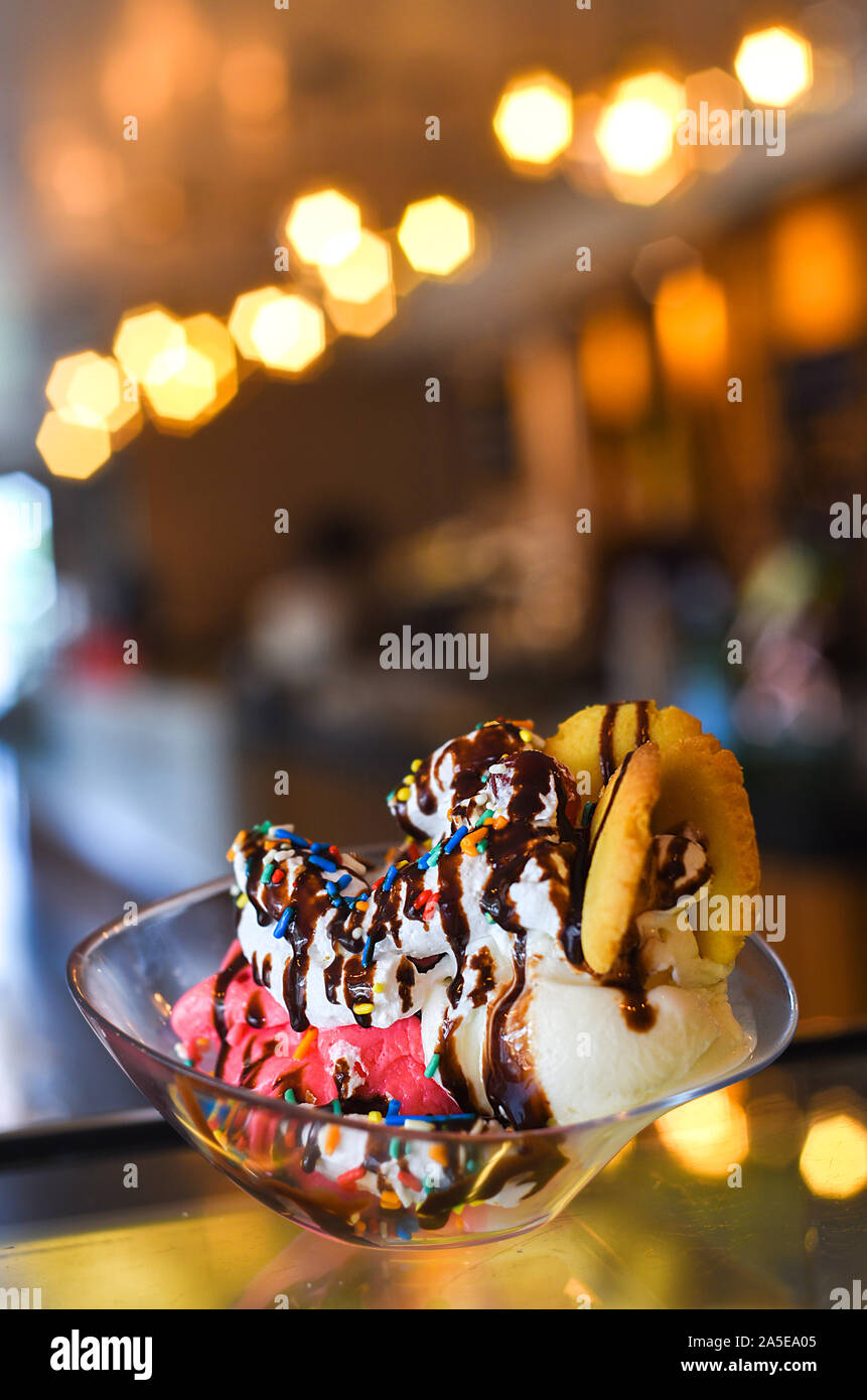 Dessert, Gebäck, Kuchen, Käsekuchen, Eis Stockfoto
