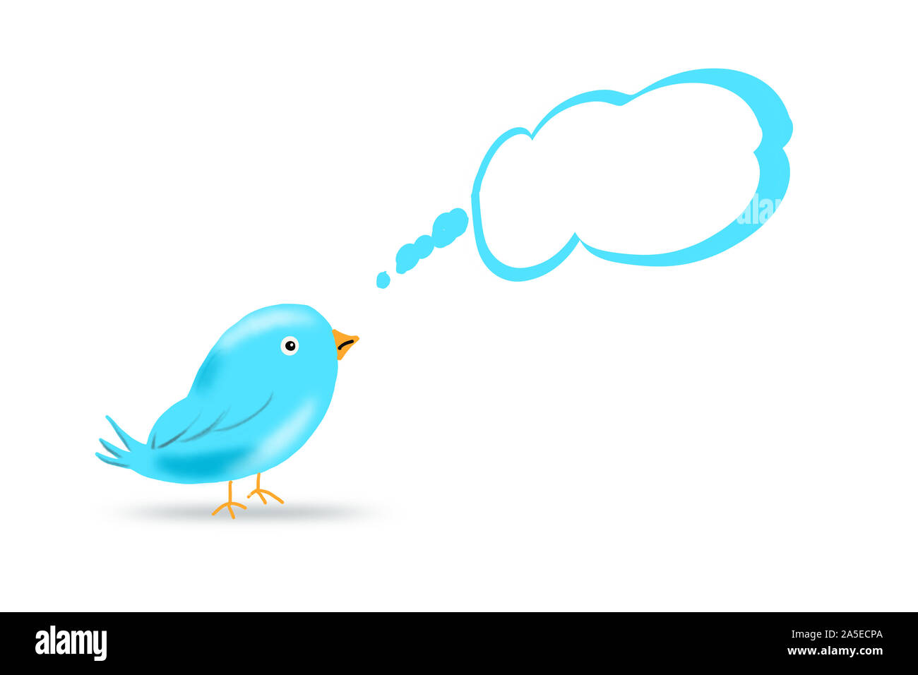 Abbildung: ein blauer Vogel mit einem Ballon zu sprechen. Stockfoto
