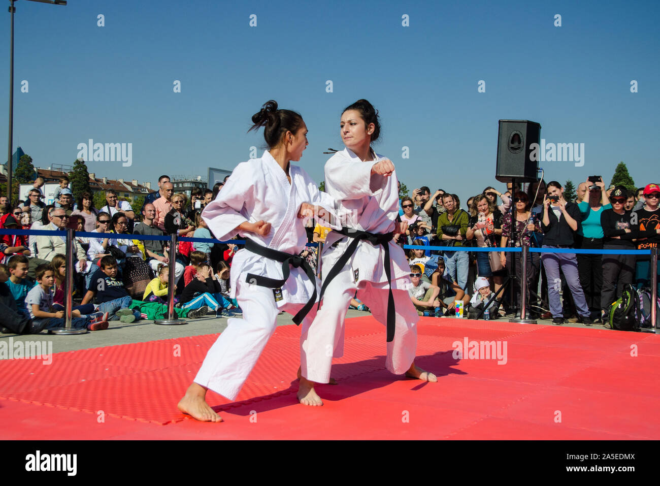 Japanische Kampfkunst und Traditionen. 19 Oktober, 2019, Sofia, Bulgarien, National Palace of Culture Park. Stockfoto