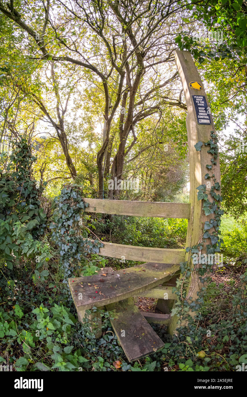 Fußweg und Stil in der Landschaft von Cheshire Stockfoto