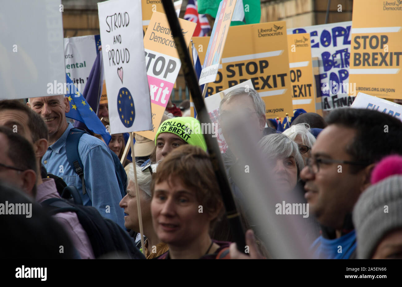 Westminster, London, 19. Oktober 2019. Völker stimmen Unterstützer März einen bestätigenden Referendum über die Entscheidung des Vereinigten Königreichs die EU zu verlassen zu verlangen. Stockfoto