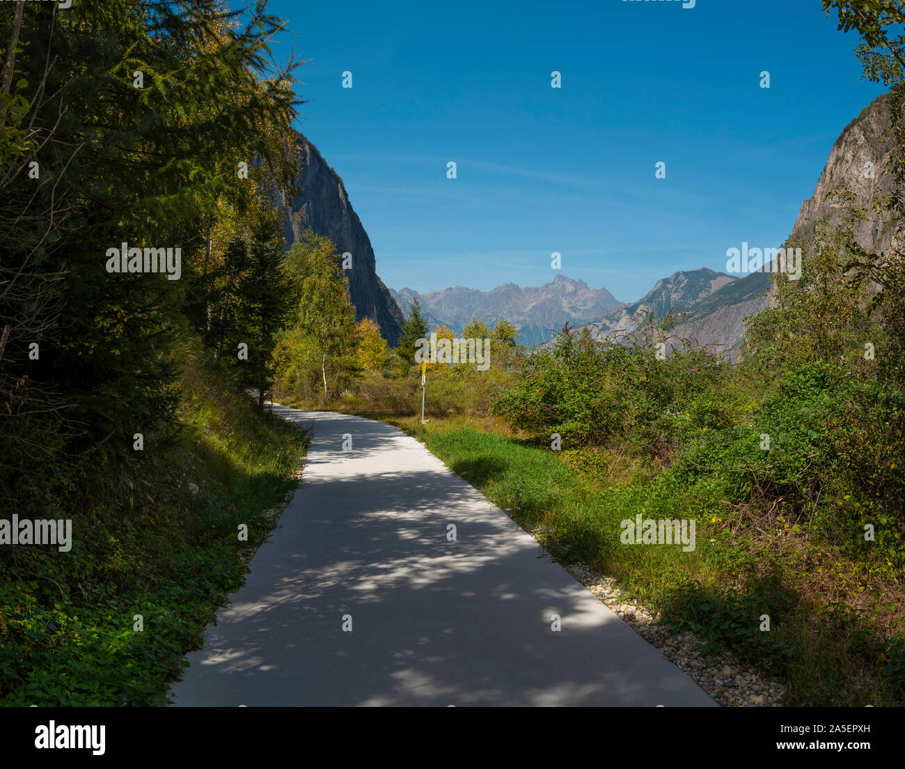 Radweg von Bourg d'Oisans, Venosc, Frankreich. Stockfoto