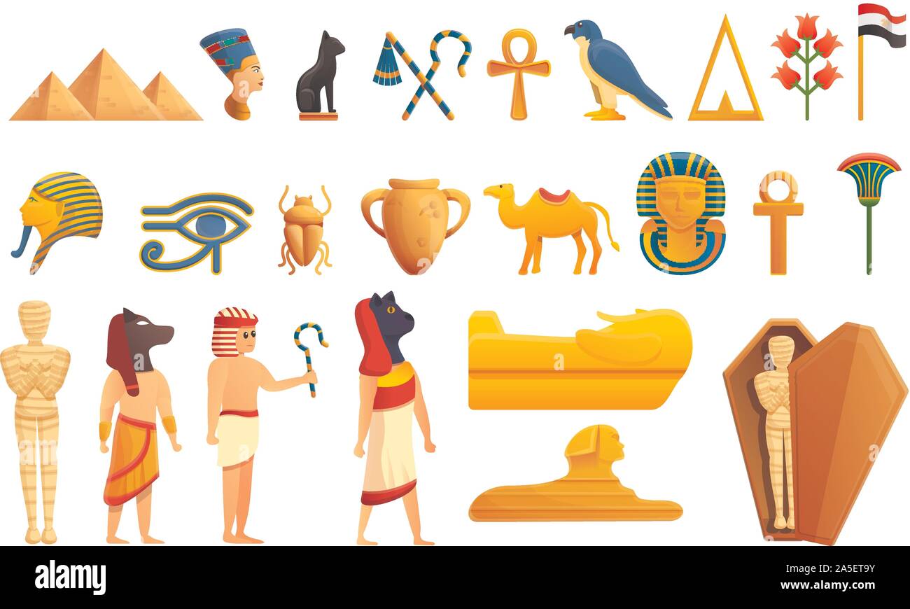 Ägypten Symbole gesetzt. Cartoon von Ägypten Vector Icons für Web Design Stock Vektor