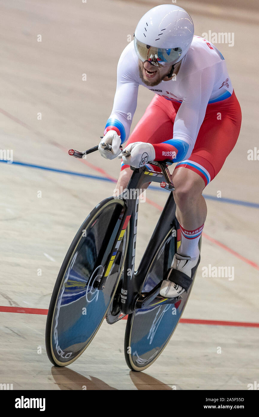 Apeldoorn, Niederlande. Okt, 2019 20. APELDOORN, 20-10-2019, allsports, Omnisport Apeldoorn, Pavel Yakushevskiy 1000m Zeitfahren während der Track Radfahren Europameisterschaften, Ek Baanwielrennen. Credit: Pro Schüsse/Alamy leben Nachrichten Stockfoto