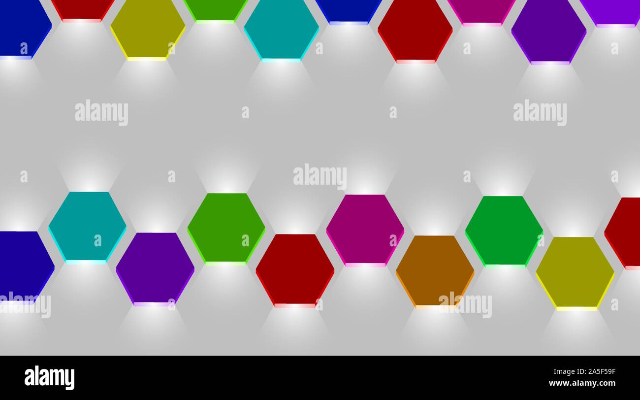 Bunt und leuchtend Hexagon Laterne Vektor leuchtet Stock Vektor