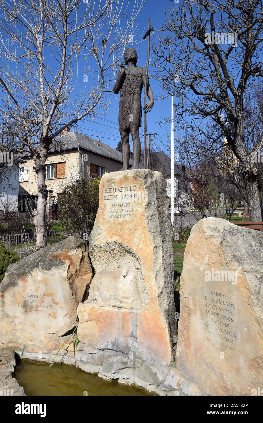 Statue des Hl. Johannes des Täufers, Verőce, Komitat Pest, Ungarn, Magyarország, Europa, Keresztelo Szent Janos - szobor Stockfoto