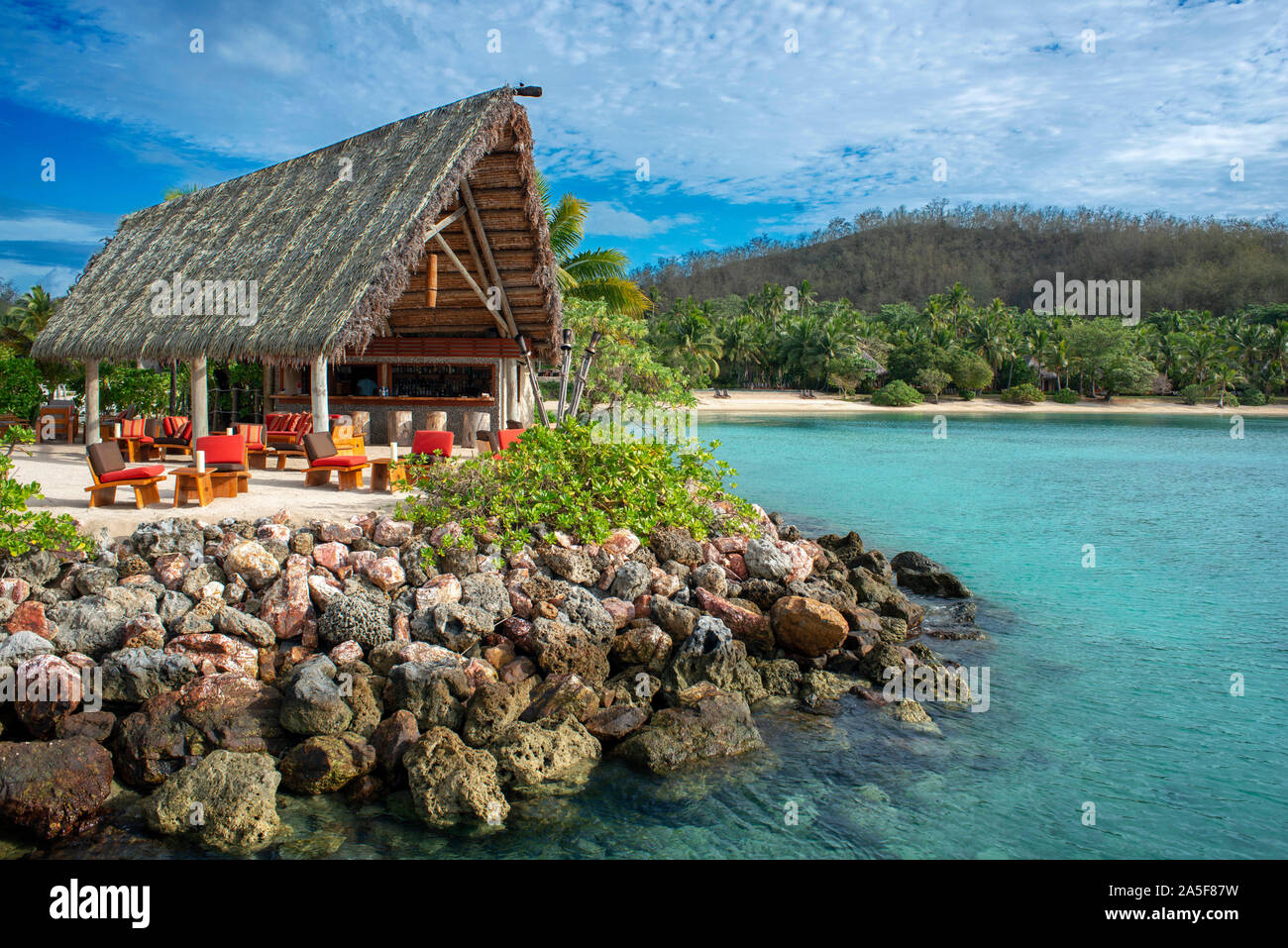 Likuliku Lagoon Resort, Fünf-Sterne-Resort, Malolo Island, Mamanucas, Fidschi Stockfoto