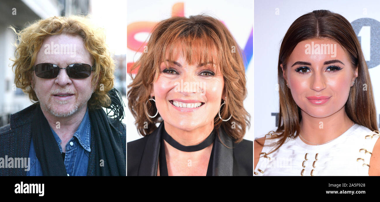 (Von links nach rechts) Mick Hucknall, Lorraine Kelly und Dani Dyer. Stockfoto