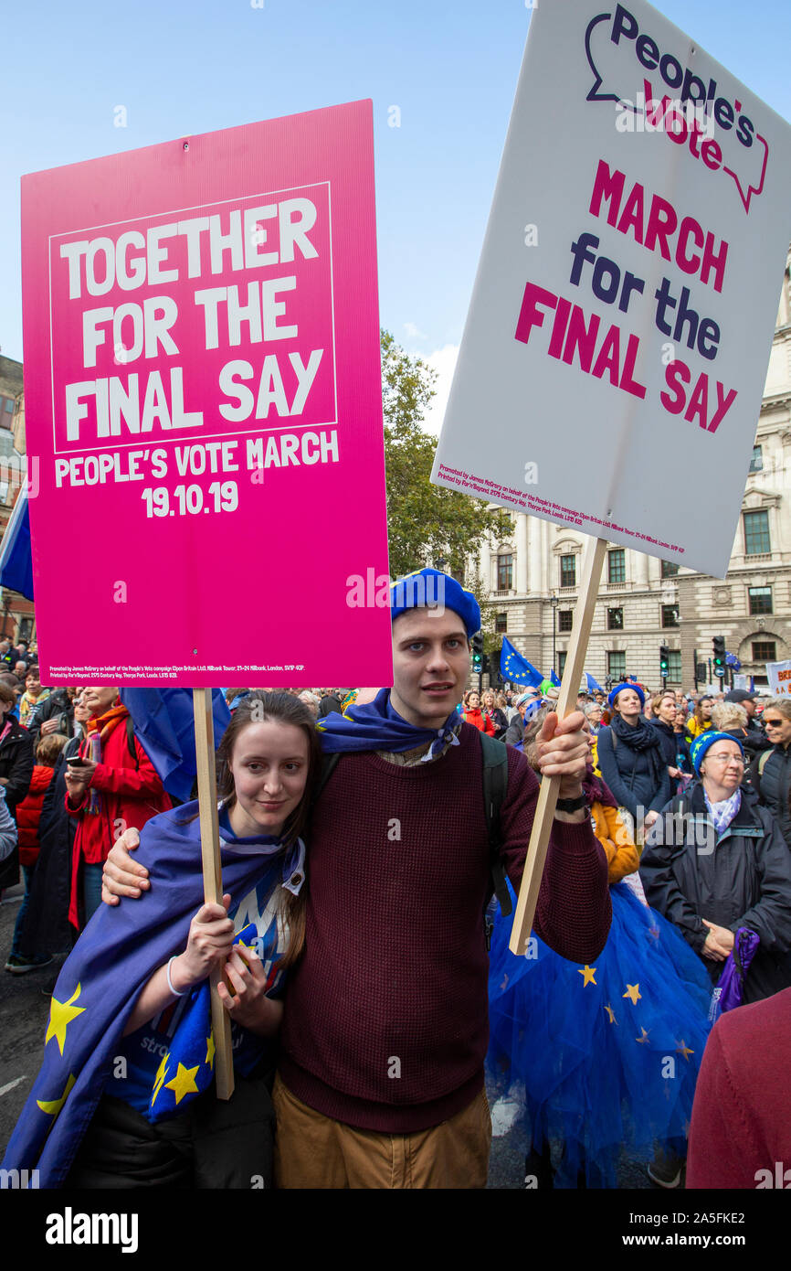 London, England, 19. Oktober 2019; Abstimmung März anspruchsvolle ein zweites Referendum über Brexit. Stockfoto