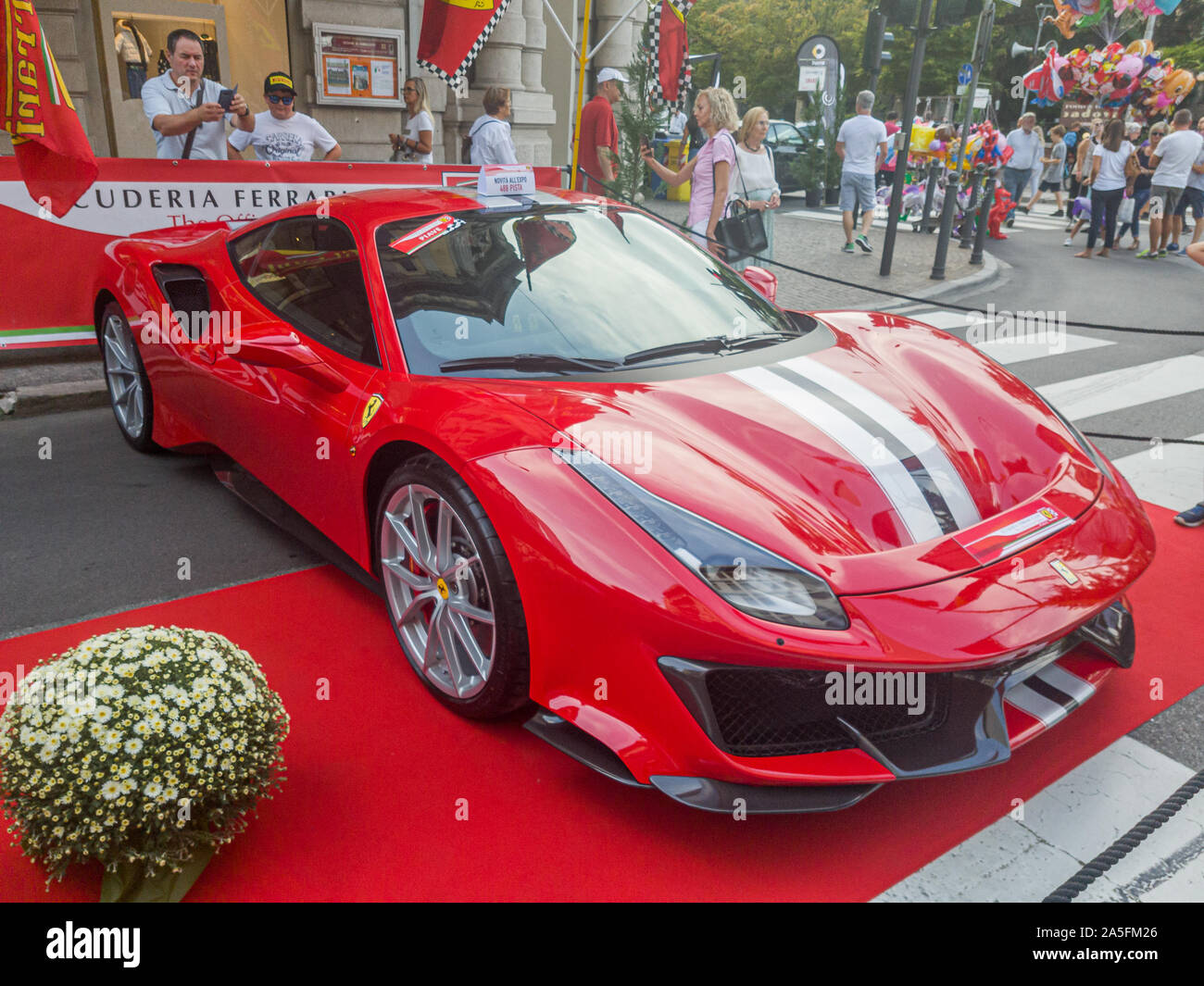 Ferrari 488 Pista Modell im Conegliano Auto Expo, Italien ausgestellt Stockfoto