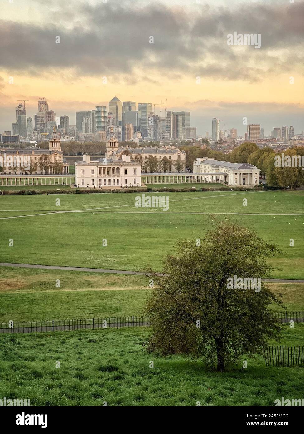 Stadtbild Blick von Greenwich, London, England, Vereinigtes Königreich Stockfoto