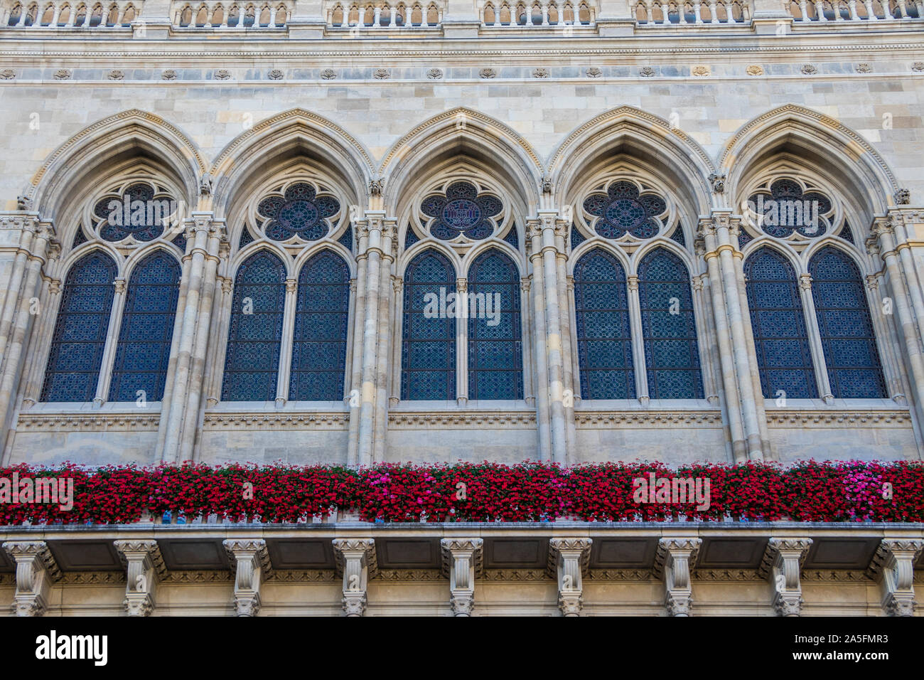 Gotische Architektur Stil Flandern und Brabant auf dem Rathaus in Wien, Österreich Stockfoto