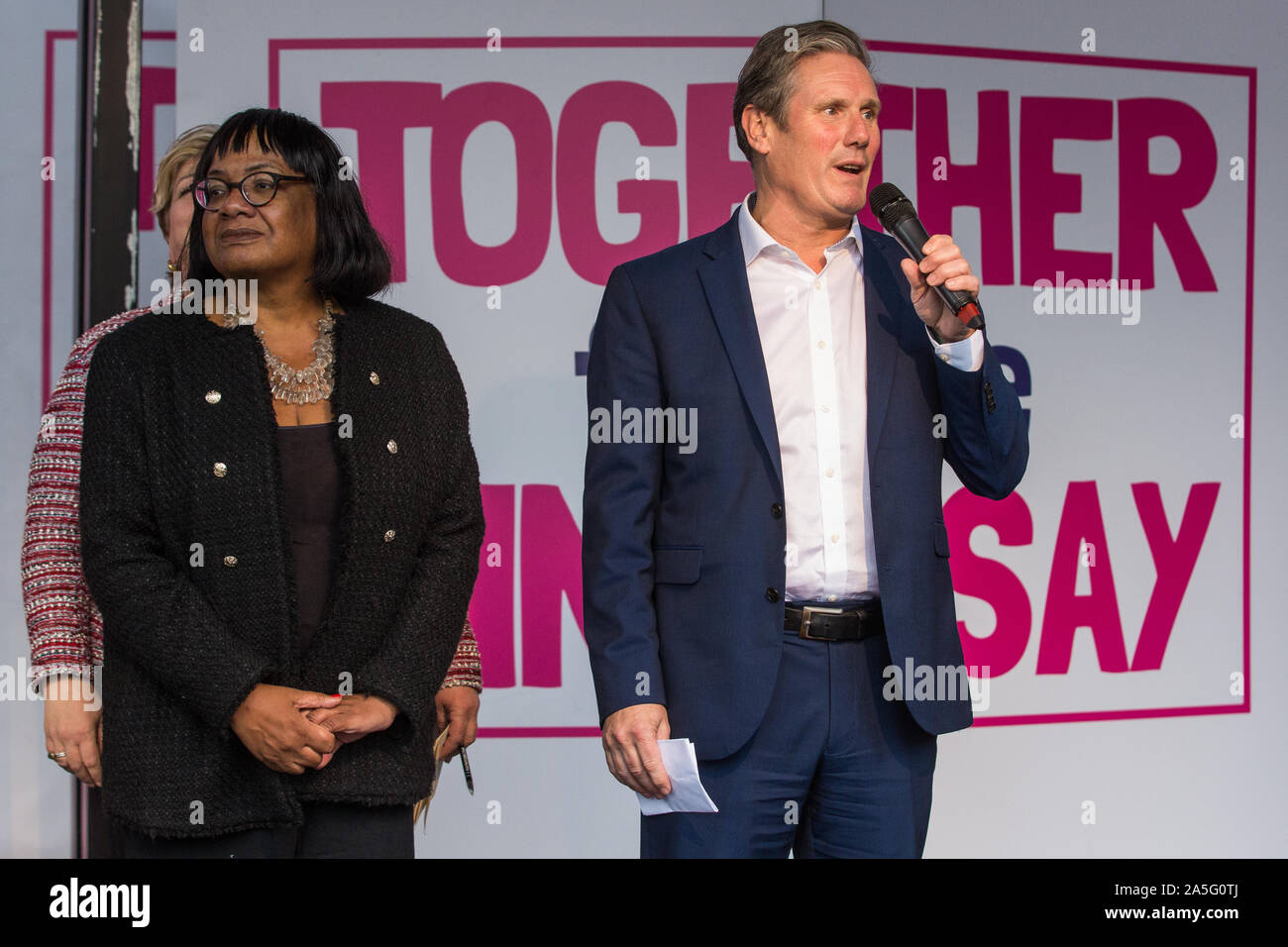 London, Großbritannien. 19. Oktober, 2019. Sir Keir Starmer, Schatten Staatssekretär für die Europäische Union zu verlassen, Adressen Hunderttausende von Pro-EU-ci Stockfoto