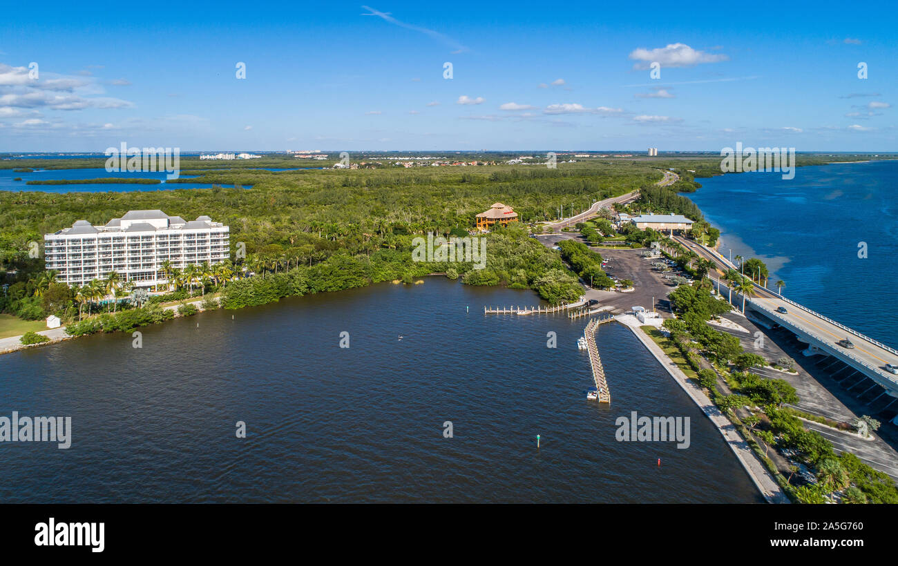 Sanibel Island Causeway, der von Punta Rassa in Fort Myers zu den Stränden von Captiva und Sanibel Stockfoto