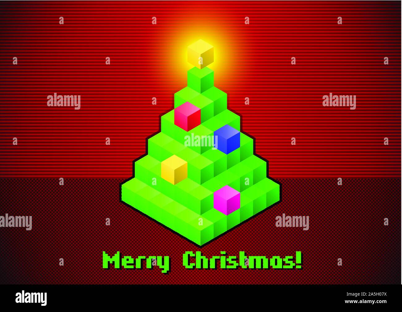 Weihnachtsbaum retro digitale Karte Stock Vektor