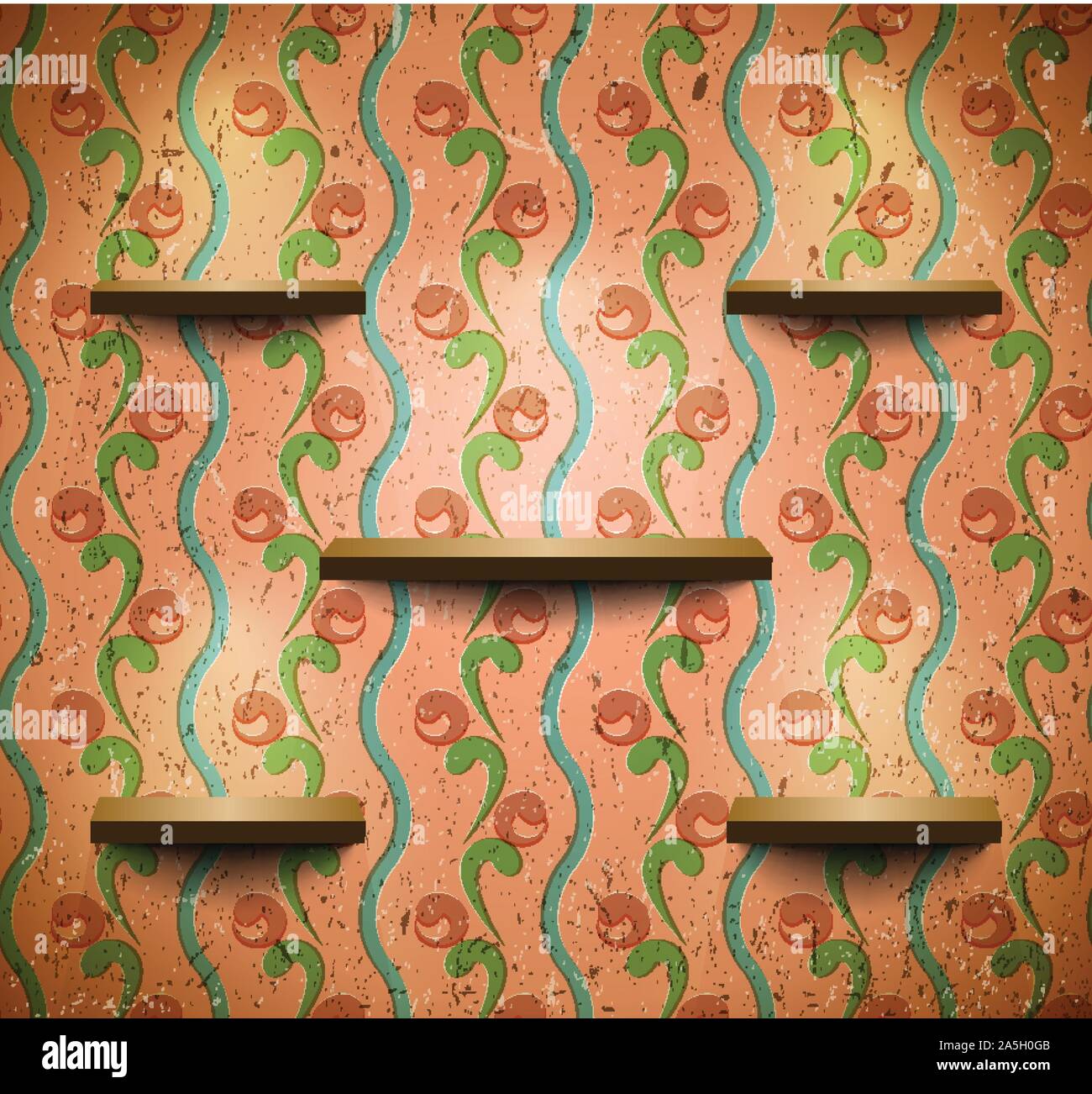Holzfachböden in Retro Zimmer Stock Vektor