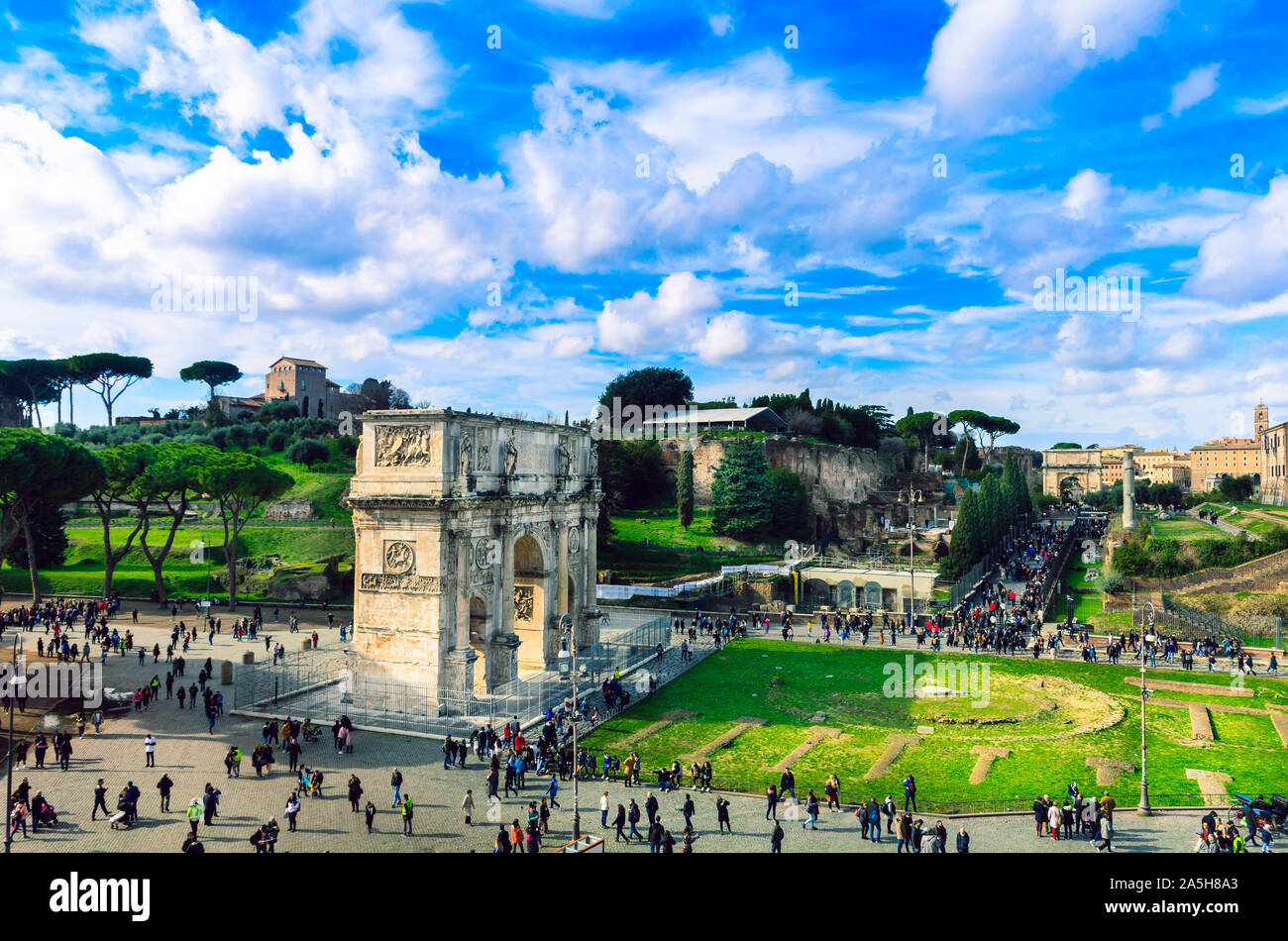 Rom, Kolosseum, Palatin und das Forum Romanum Stockfoto