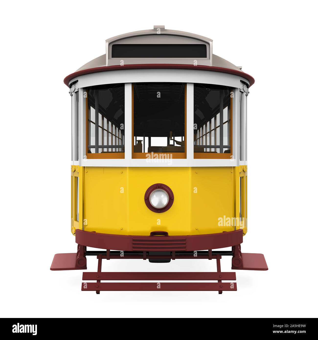 Vintage Gelb Straßenbahn isoliert Stockfoto