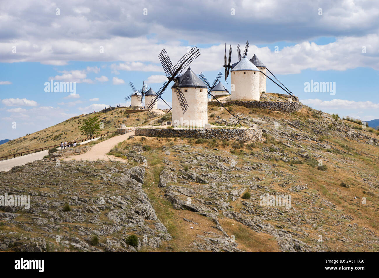 Windmühle in Consuegra, Bevölkerung von Castilla la Mancha in Spanien. Oktober 12, 2017 Stockfoto