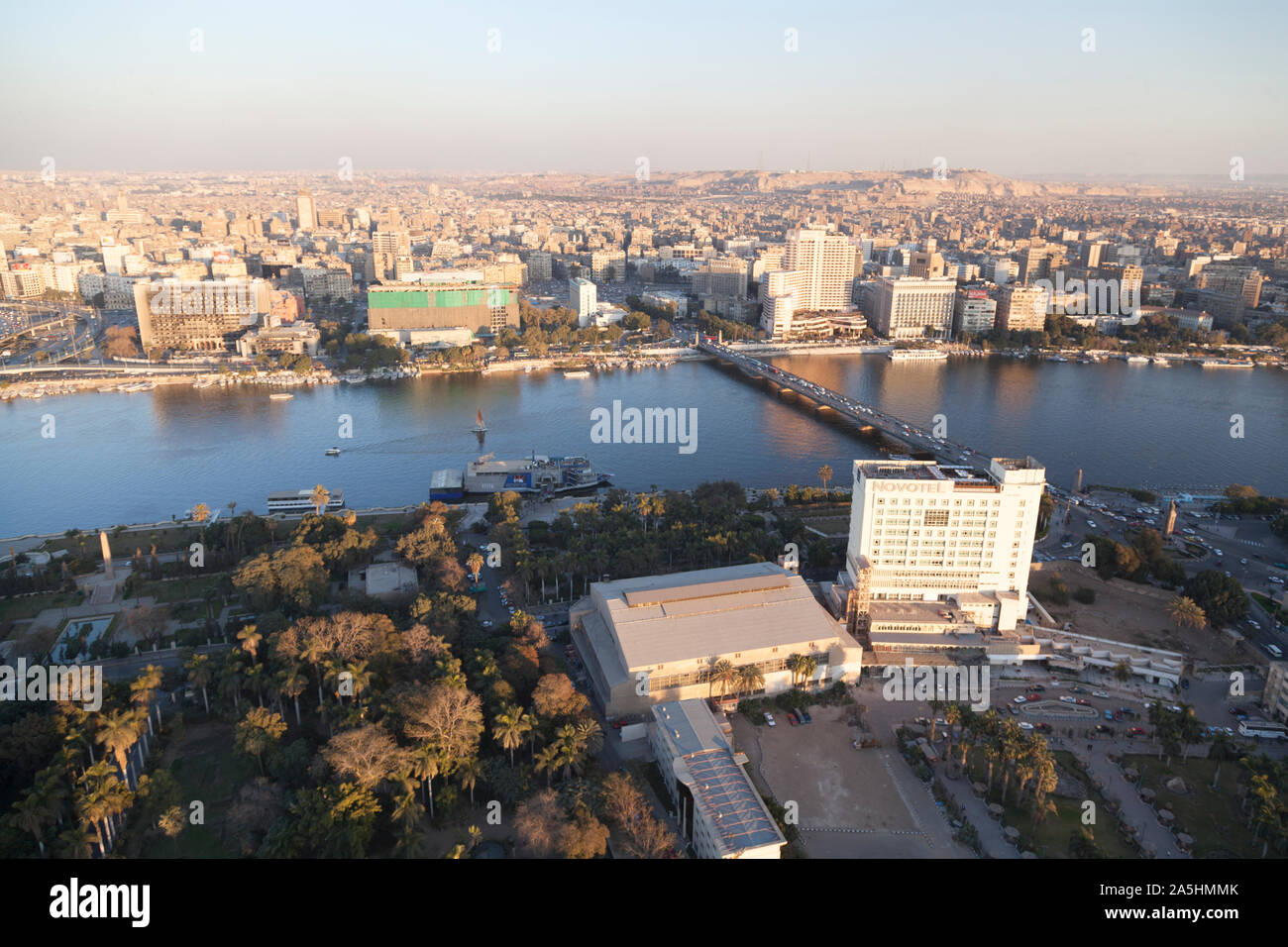 Ägypten, Kairo, Blick auf den Nil von der Kairo Tower. Stockfoto