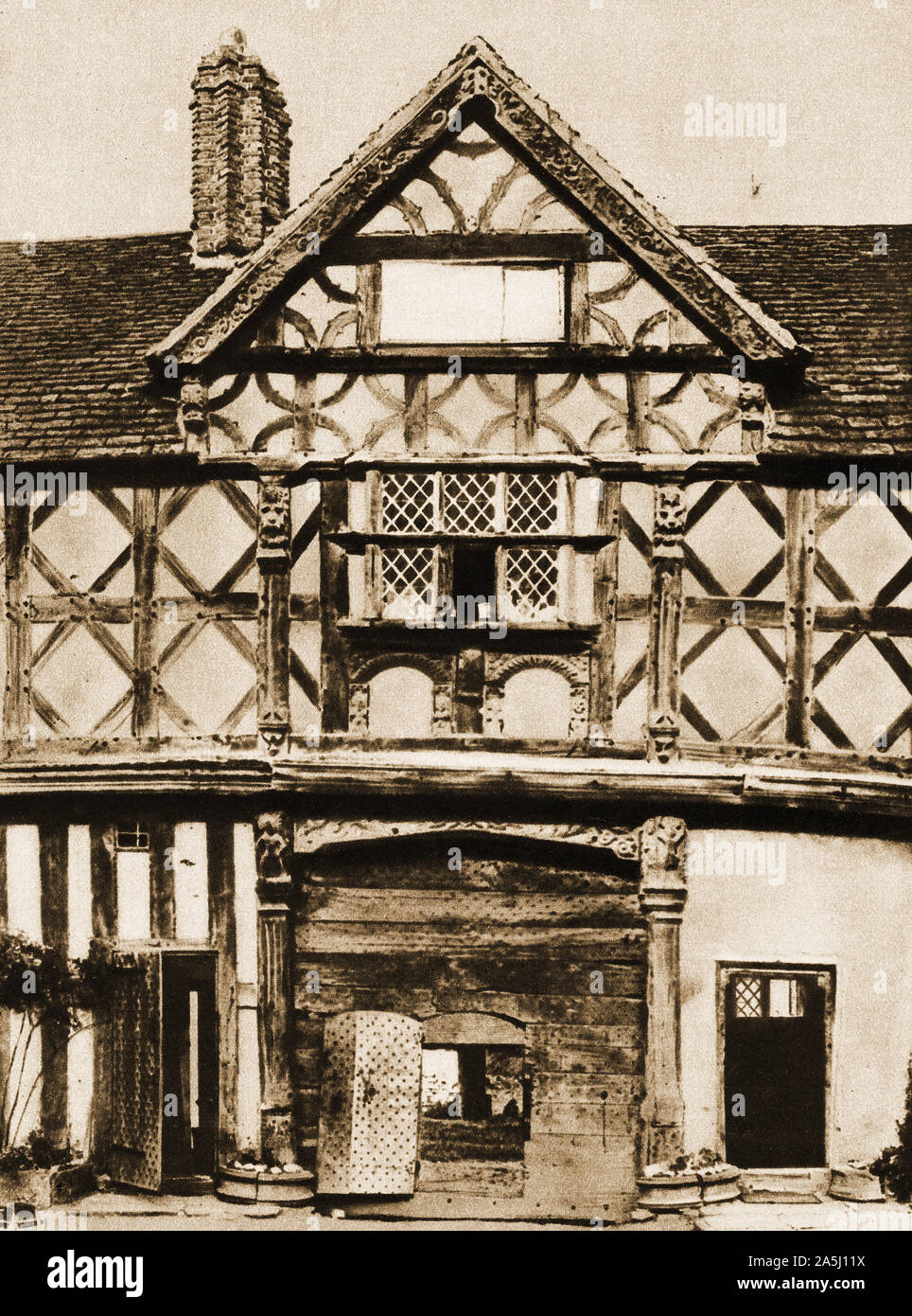 1920 Foto von stokesay Schloss Torhaus (13. Jahrhundert), wie es war zu diesem Zeitpunkt, vor der Restauration Stockfoto