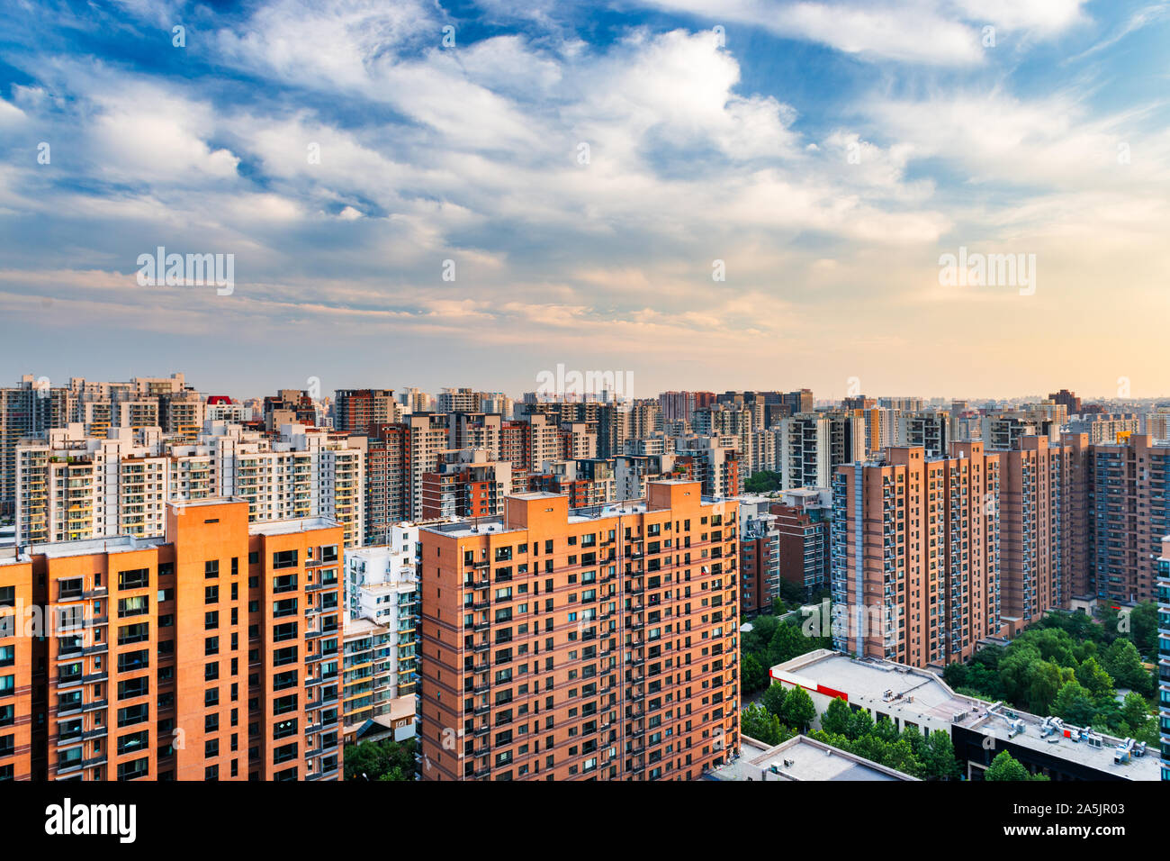 Peking, China Apartment Block Skyline. Stockfoto
