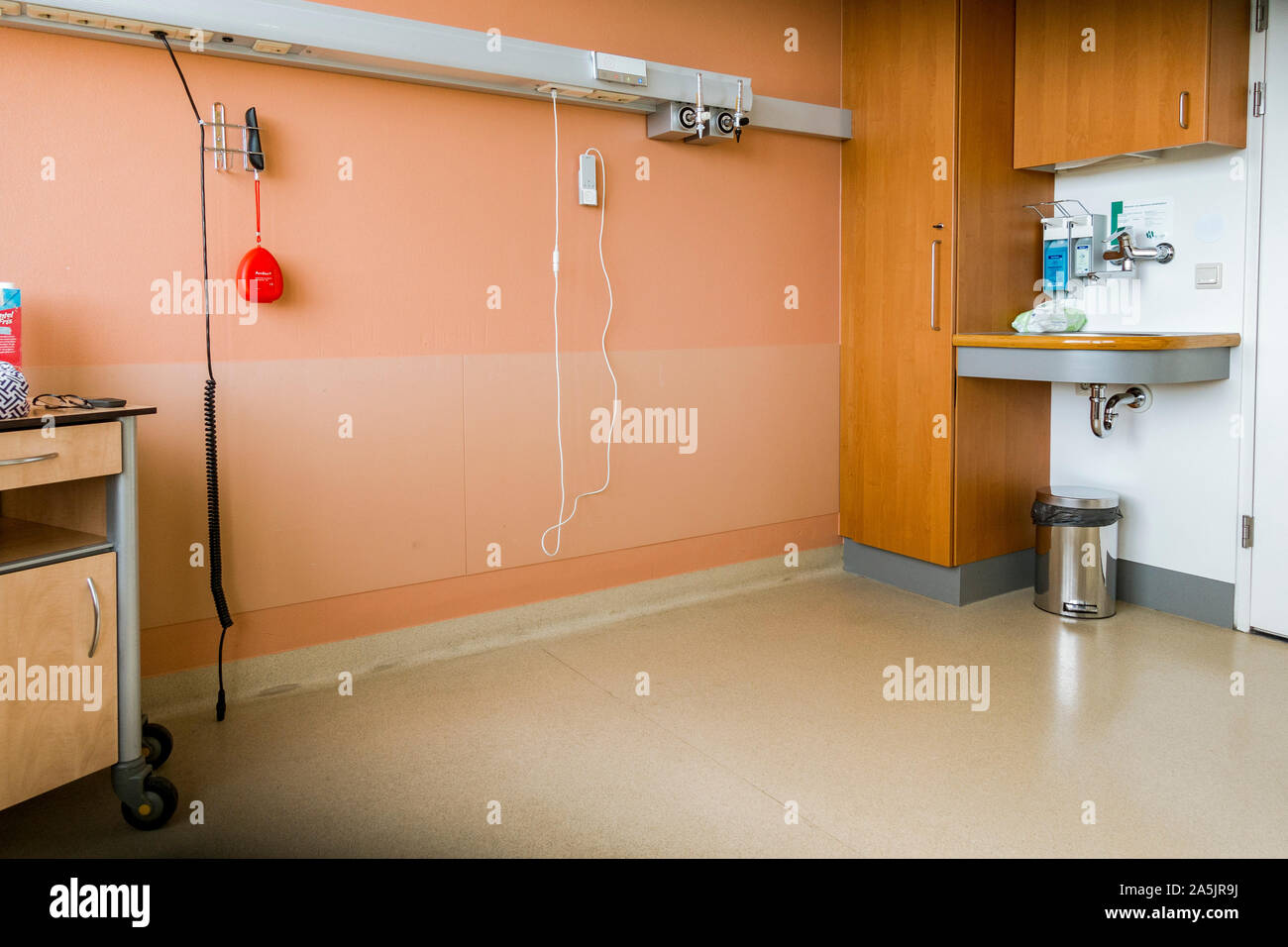 Leere Krankenhaus Zimmer, ohne Bett, Niederlande. Stockfoto