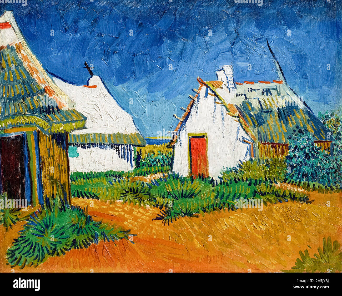 Vincent van Gogh, drei weiße Cottages in Saintes-Maries, Malerei, 1888 Stockfoto