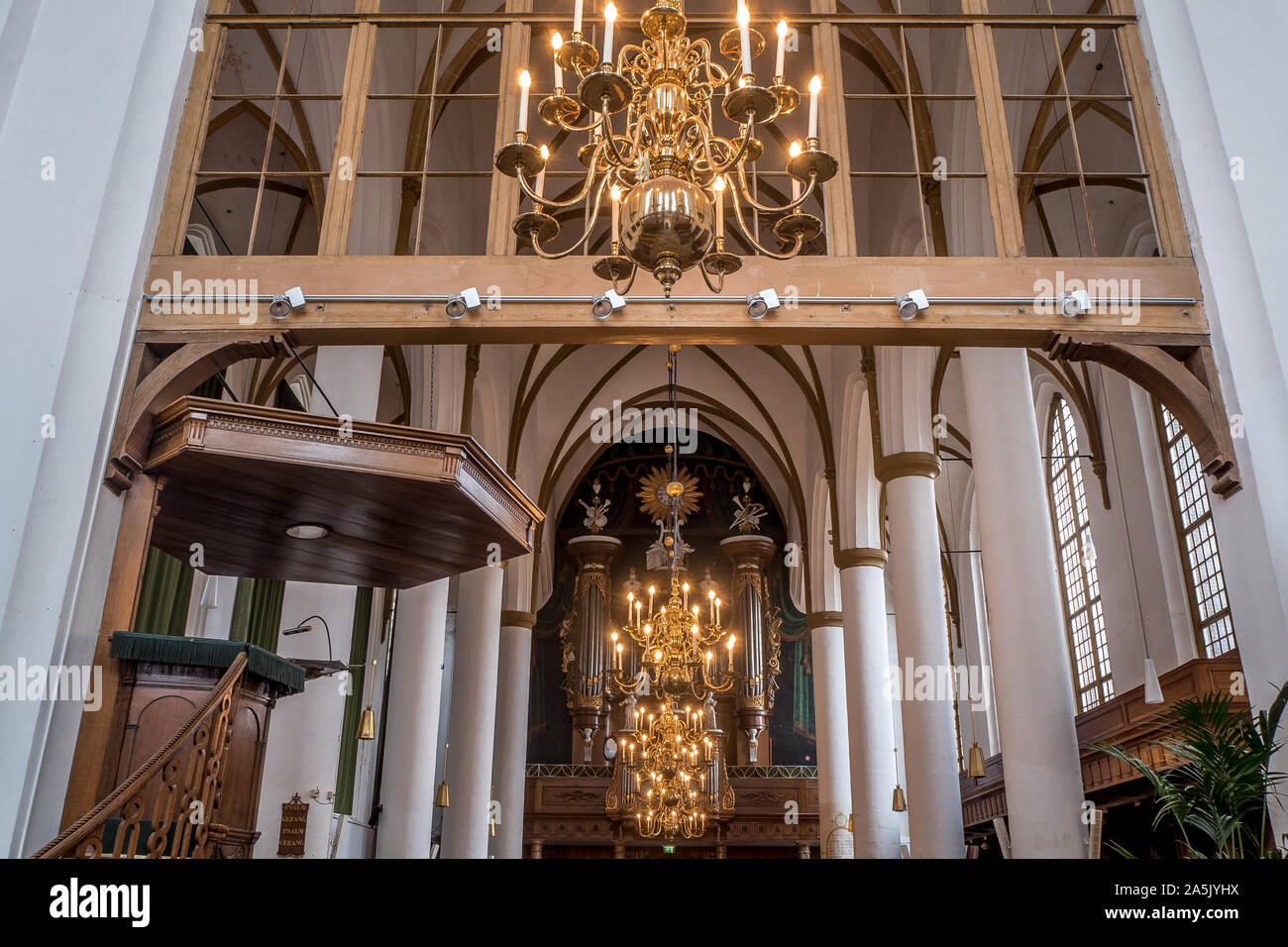 Elburg, Niederlande - 9 August, 2018: Die Quellhorst Organ der Sint-Nicolaaskerk wurde 1825 gebaut. Oft ist es für Orgel verwendet. Stockfoto