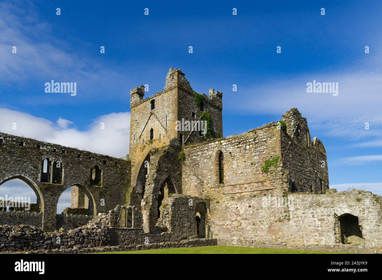 Blick auf die Ruinen des ehemaligen Dunbrody Abtei in der Grafschaft Wexford in Irland. Stockfoto