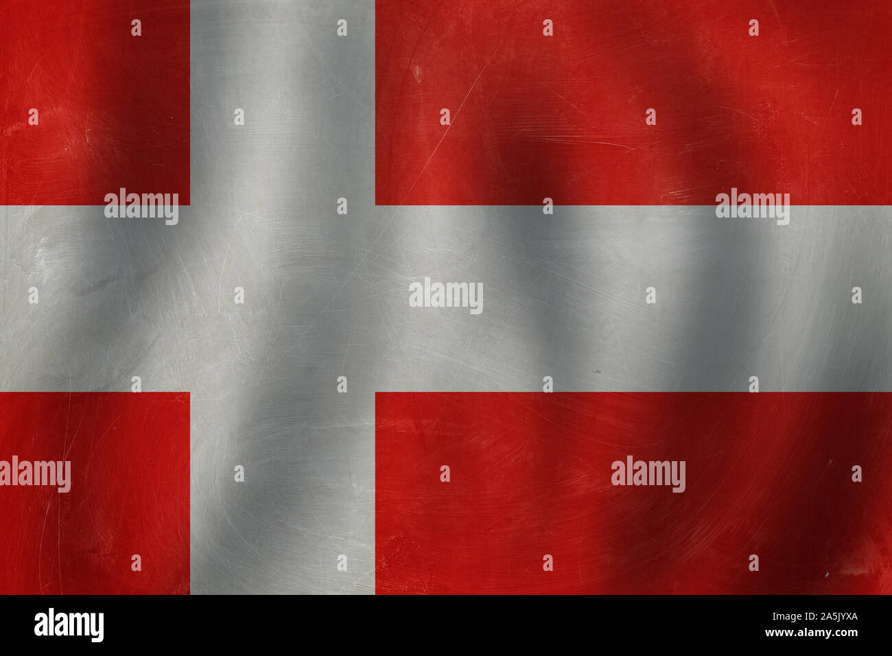 Reisen und Dänische Sprache erlernen Konzept mit Dänemark Flagge Hintergrund Stockfoto