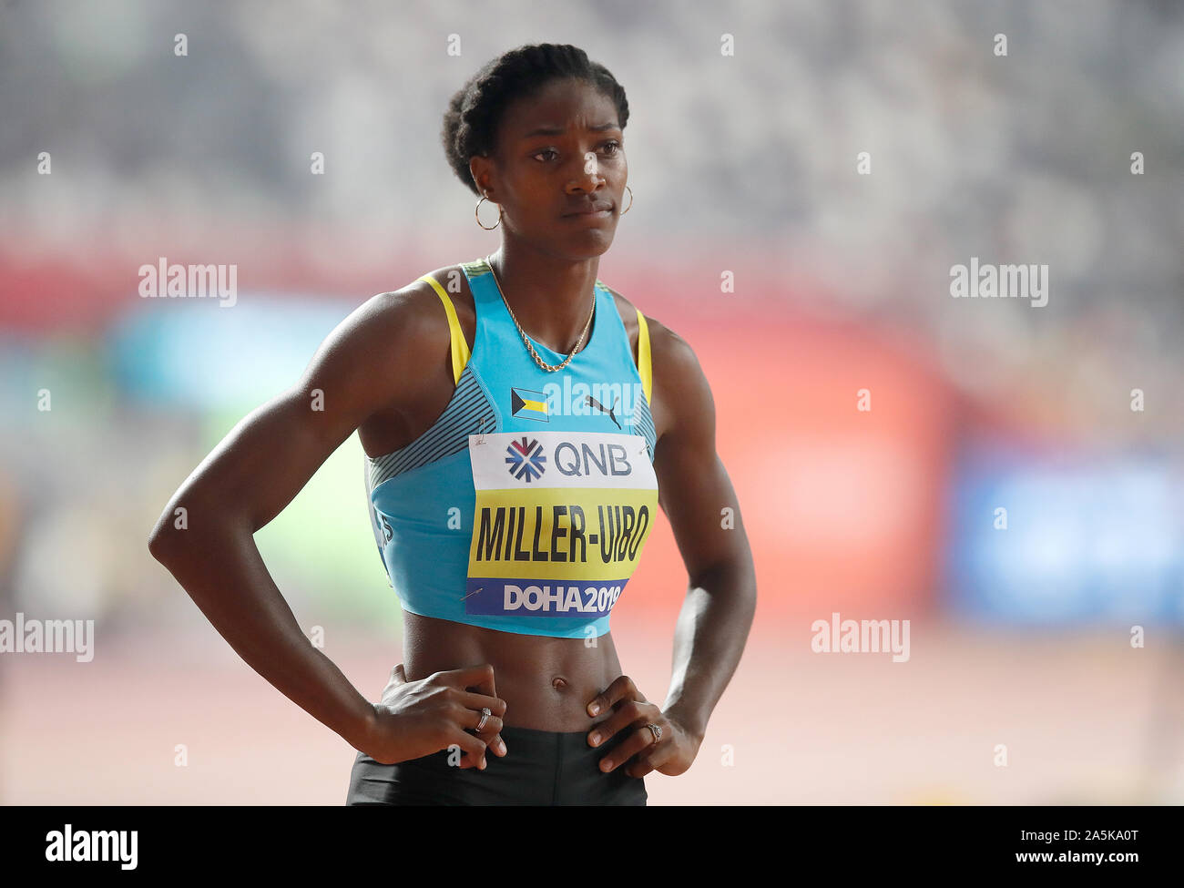 Der Bahamas Shaunae Miller-Uibo im 5. Wärme der Frauen 400 m Stockfoto