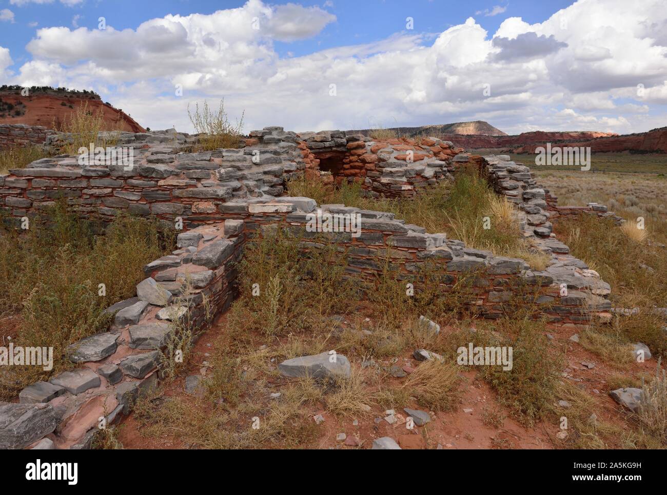 11. Jahrhundert kleine Chacoan Ausreißer große Haus, Casamero Pueblo, McKinley County, NM 190908 61202 Stockfoto