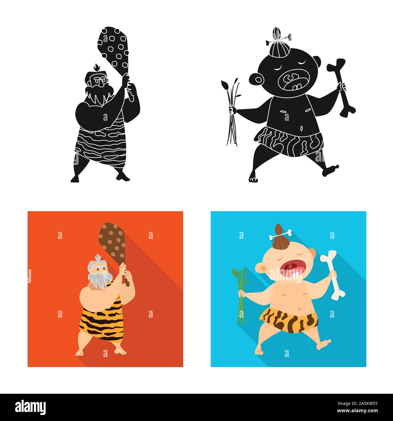 Vector Illustration der Evolution und Steinzeit Symbol. Satz von